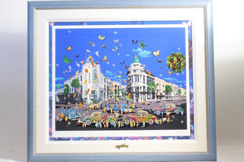 ヒロ・ヤマガタ 『ビバリーヒルズアフタヌーン』シルクスクリーン 額入り 約101×87cm 156/250 絵画の画像1