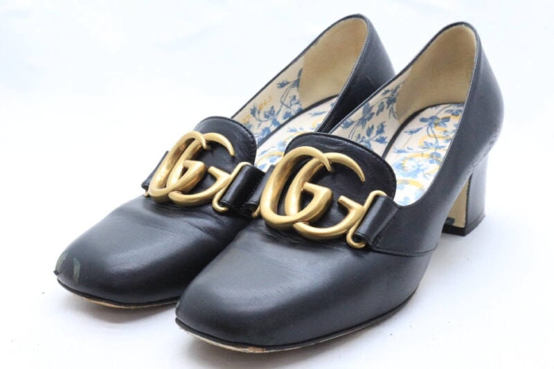 GUCCI/グッチ  GGマーモント ビットスクエア パンプスローヒール