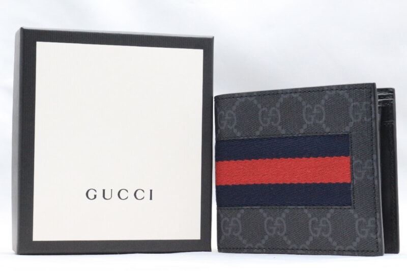 GUCCI/グッチ  二つ折り財布 メンズ GGスプリーム ニューウェブ