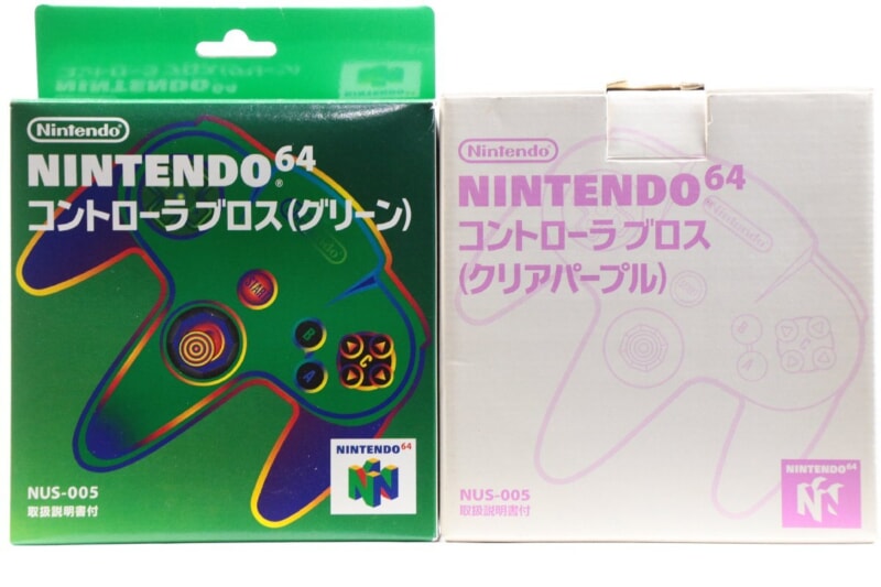【外箱付】 Nintendo64  コントローラブロス [グリーン][クリアパープル] 2点セットの画像1