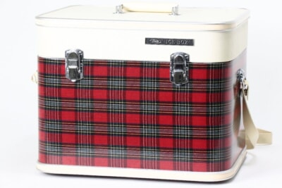 【昭和レトロ】 SHARP ICE BOX チェック柄 クーラーボックス アンティークの買取り品の画像