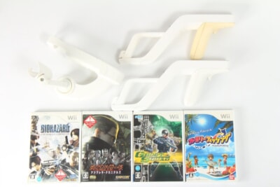 Wiiソフト＋対応周辺機器セット  Wiiザッパー2点/Wii釣りコン [バイオハザードシリーズ][ゴースト・スカッド]などの買取り品の画像