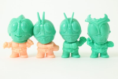 【当時物】 SD仮面ライダー倶楽部  マスクドライダー 1号/2号/アマゾン/ストロンガー 消しゴム マスク着脱の買取り品の画像