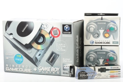 【外箱付】 Nintendo  [ゲームキューブ本体] + [ゲームボーイプレーヤー] コントローラー2点・AVケーブル付き シルバー 任天堂