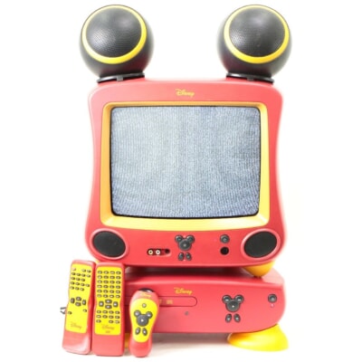 【当時物】 Disney  ミッキー カラーテレビ [DTV-1400J-C]DVD・CDプレーヤー[DVD-2000J-C] リモコン付き ディズニーの買取り品の画像