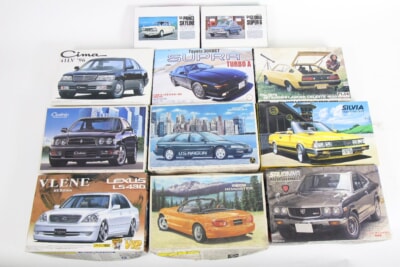 【未組立】 童友社・FUJIMIなど 乗用車 プラモデル11点まとめセット [スープラ][シルビア][スカイライン] など