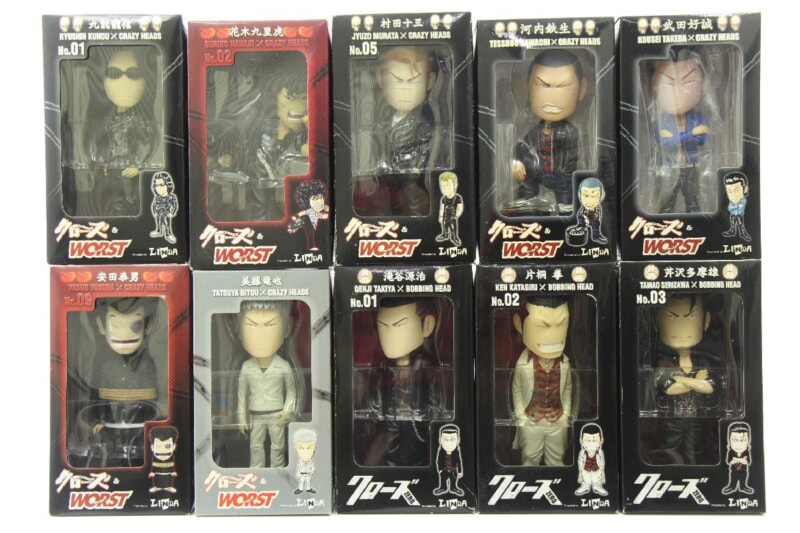 LINDA/DIVE  [クローズ×WORST] CRAZY HEADS フィギュア まとめセット [花木九里虎][村田十三]などの画像1