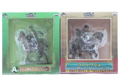 【未開封】 進撃の巨人 ～壁外調査女型捕縛作戦～  一番くじ フィギュア 2点セット エレン騎馬/リヴァイ騎馬 A賞/ラストワンの買取り品の画像