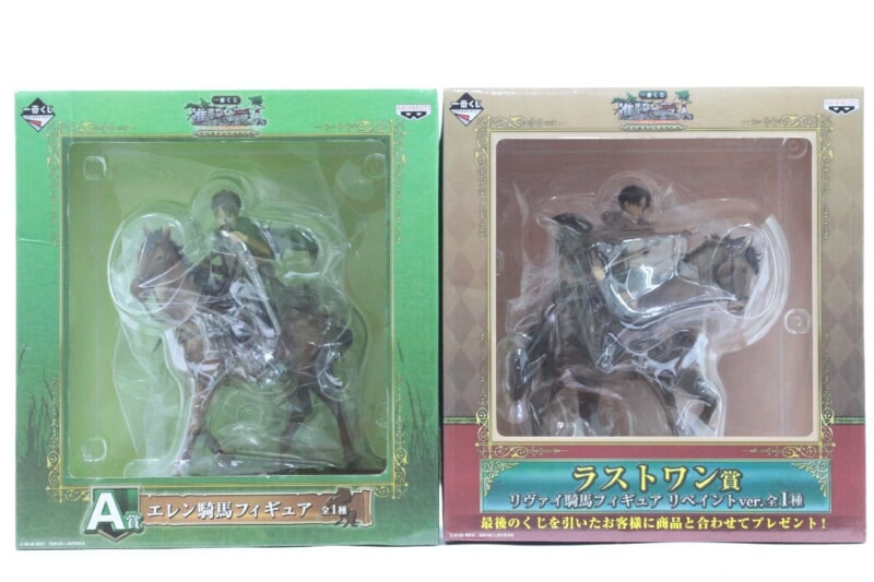 【未開封】 進撃の巨人 ～壁外調査女型捕縛作戦～  一番くじ フィギュア 2点セット エレン騎馬/リヴァイ騎馬 A賞/ラストワンの画像1