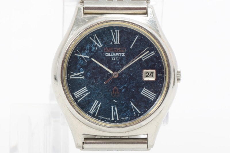 SEIKO  QT [0822-7000-G] クオーツ 青文字盤 デイト 腕時計 セイコー ケース付きの画像1